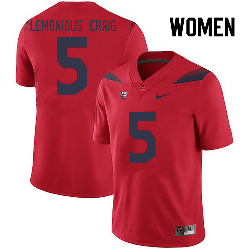 Women #5 Montana Lemonious-Craig Arizona Wildcats College Football Jerseys Stitched Sale-Red